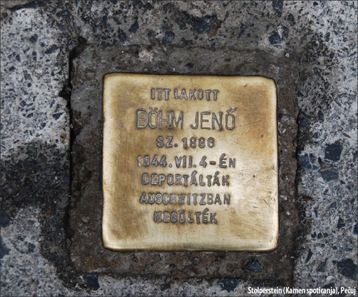 Stolperstein (Kamen spoticanja), Pečuj / Foto: Daša Drndić Stolperstein (Kamen spoticanja), Pečuj / Foto: Daša Drndić